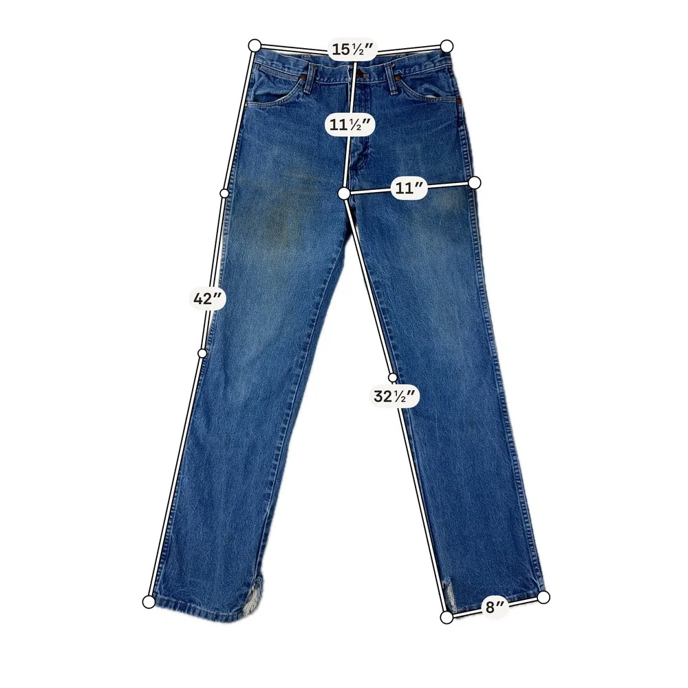 Wrangler Jeans Mens Regular Fit 31x32 Blue Denim Cowboy Cut Distressed Cotton